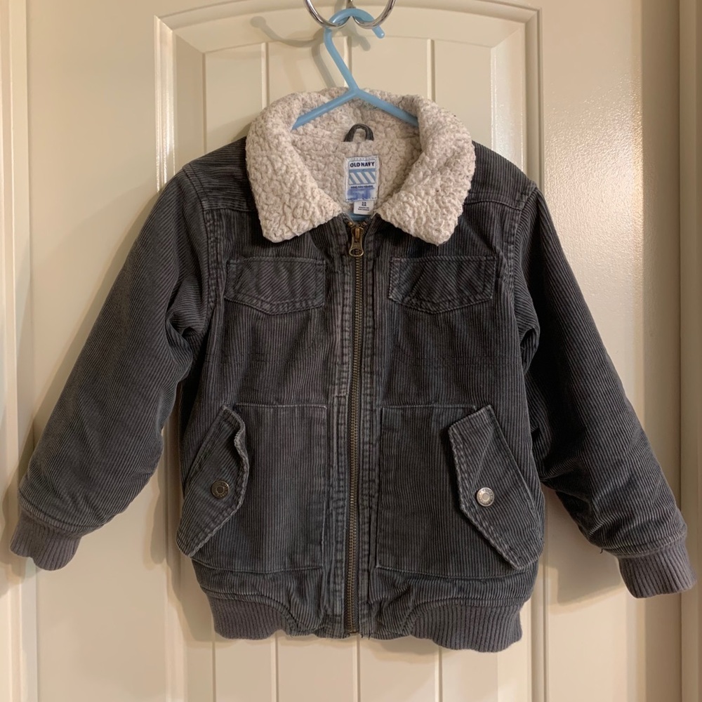 Kid’s Winter Gray Corduroy Bomber Jacket